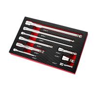 Asta di prolunga professionale con testa girevole, in acciaio resistente, da 1/4", 3/8", 1/2", per chiave a cricchetto, set di estensione per chiavi a cricchetto, 9 pezzi