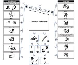 Asta di tensione thule rafter 2 metri per sun rain blocker g2 - numero di ricambio thule 1500603119
