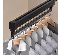 Asta di valletto scorrevole a scomparsa, cuscinetto da 25 kg per l'armadio per l'armadio, rastrelliere di pantaloni organizzatore in lega di alluminio, pista muta gancio del guardaroba