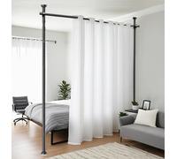 Asta divisoria per paravento, asta per tende, 177 x 305 cm, flessibilità, paravento regolabile, divisorio, senza foratura, per camera da letto o ufficio (nero)
