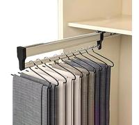 Asta Estraibile per Armadio, Asta Appendiabiti per Armadio a Scomparsa, Asta Appendiabiti per Armadio Scorrevole in Acciaio Inossidabile, Organizer per Vestiti e Pantaloni per Armadio ( Color : Black