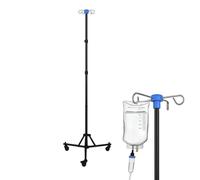 Asta Flebo con Ruotecon Ruote, Pieghevole per IV, Altezza Regolabile 85-190 cm, Asta per Flebo con 4 Ganci E Treppiede Stabile, Supporto per Asta IV Portatile per Ospedale e Cura Domestica