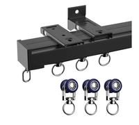 Asta in alluminio pesante con rulli silenziosi per montaggio a soffitto o parete, ideale per sostenere il divisorio di camper pesanti, 1,7 m, nero