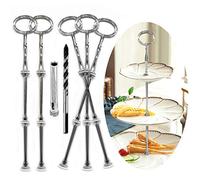 Asta in Metallo Etagère da 2 a 3 a Castello Alzata per Torta Nuziale Torte Stand Supporto per Torte Ovale (Argento, 5 Pezzi)
