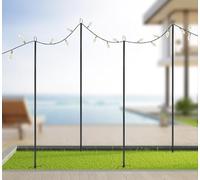 Asta luminosa in metallo per esterni, confezione da 4 3 m, supporto per illuminazione a stringhe, per terrazze, terrazze, illuminazione per balconi, terrazze, esterni