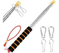 Asta per bandiera portatile per il trasporto, 2,5 m, in acciaio inox, telescopica, asta telescopica per bandiera, guida turistica, asta estensibile per bandiere da 3 x 5, 4 x 6, con 4 clip