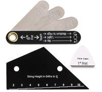 Asta per chitarra in acciaio inox e calibro per corde, set con righello di altezza per misurazione dettagliata e configurazione di chitarre elettriche, classiche e bassi (B)
