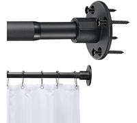 Asta per doccia nera, asta per armadio, 76-124 cm regolabile per doccia resistente per il bagno, asta per tenda antiruggine montata a parete, installazione con trapano