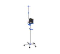 Asta per Flebo Asta portaflebo con ruote e vassoio Acciaio inossidabile regolabile in altezza da 43" a 78" Supporto portaflebo Portatile 4 ganci 5 ruote Supporto per sacca fluidi portaflebo Clinica