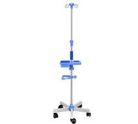 Asta per flebo in ACCIAIO INOX, deflussori per flebo con 4 ganci in plastica e 5 ruote piroettanti (Size : Square Plate)