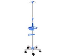 Asta per flebo in ACCIAIO INOX, deflussori per flebo con 4 ganci in plastica e 5 ruote piroettanti (Size : Round Plate)