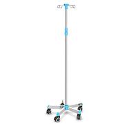 Asta per flebo telescopico portaflebo in acciaio inossidabile, regolabile in altezza antiscivolo e stabile, 4 ganci, 5 rotelle universali(5 Wheels)