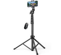 Asta per selfie con supporto e telecomando Bluetooth, lunghezza 1,8 m, colore nero.