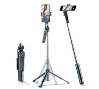 Asta per selfie con supporto per smartphone, treppiede telescopico da 1,3 m - nero