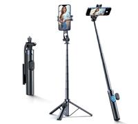 Asta per selfie con supporto per smartphone, treppiede telescopico da 1,7 m - nero