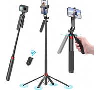 Asta per selfie con treppiede estensibile da 180 cm per telefono, con telecomando Bluetooth, rotazione a 360 gradi e supporto in alluminio.