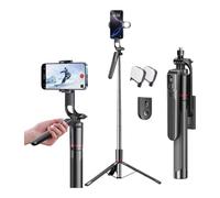 Asta per selfie treppiede per smartphone - 170 cm altezza supporto per telefono Bluetooth 360 ° con telecomando e luci LED per viaggi, vlog, video e foto