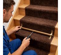 Asta per tappeti per Scale, Aste in Ottone per tappeti per Scale - Set di tappeti per gradini Dorati Resistenti, Anti-Spostamento, Decorativi per Feste e musei, tagliabili su Misura (5 Pezzi