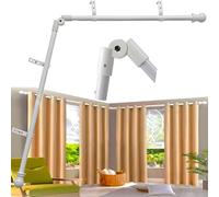 Asta per tenda angolare per finestra, asta per tende a L da 2,5 cm, regolabile da 91,4 a 345,4 cm, con connettore a 180°, asta angolare fai da te per finestre a golfo, finestre angolari e docce curve,
