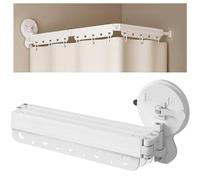 Asta per tenda da doccia pieghevole a 360° con ventose, senza foratura, salvaspazio, per bagno e lavanderia, design retrattile a 3 pieghe, 104 cm, perfetta per angoli della vasca da bagno.
