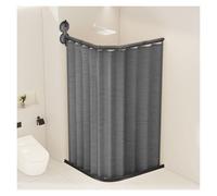 Asta per tenda da doccia pieghevole regolabile con doppia ventosa, resistente, montaggio a parete, per bagno, camper o negozio di abbigliamento, design salvaspazio grigio