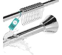 Asta per tenda da doccia senza foratura, con 12 anelli - Stabile asta telescopica da 120 - 215 cm senza foratura, in acciaio inox - Set di aste per tenda da doccia e vasca da bagno