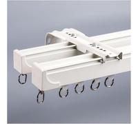Asta per tenda doppia in alluminio da 1-6 m, binario per tenda scorrevole, asta per tenda da soffitto o da parete per soggiorno, camera da letto, divisorio per stanza (parete bianca, 200 cm/6,6 pie