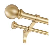 Asta per tenda doppia, regolabile da 2,5 cm, per finestre da 71 a 121,9 cm, terminali rotondi con staffe (71-121,9 cm, oro)