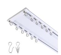 Asta per tenda regolabile da 1 6 m, silenziosa, a 2 linee, in metallo, montaggio a soffitto, design invisibile, per divisorio, gazebo, doccia, camera da letto, bianco, lunghezza 1,9 m