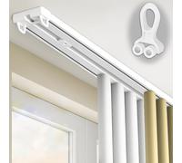 Asta per tenda scorrevole a doppia rotaia, 4 m, resistente, montaggio a soffitto per divisorio, camera da letto, soggiorno, in alluminio, elegante trattamento per finestre