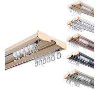 Asta per tenda silenziosa a doppio bordo, montaggio a soffitto, divisorio in alluminio resistente, 200 cm, per camera da letto, soggiorno, cucina, esterni e stile rustico (champagne)