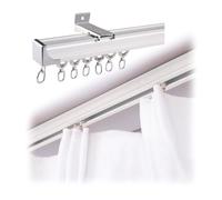 Asta per tenda silenziosa in alluminio, per soffitto, finestra, lato bianco, 300 cm, 2 x 150 cm, ideale per la decorazione della cucina e del soggiorno