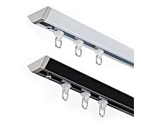 Asta per tenda silenziosa ultra fine a forma di V, moderna in alluminio, montaggio a soffitto, disponibile in bianco e nero, perfetta per un'elegante decorazione della casa.