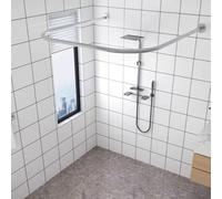 Asta per Tendas da Doccia a Forma di U,Bastone Angolare e a U,Tubo Supporto Tendas Doccia,Bastone Doccia Angolare per Vasca da Bagno,Non necessita di Foratura,Montaggio a Parete,Argento