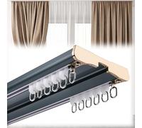 Asta per tende a doppio binario in alluminio con rulli silenziosi, lunghezza 0,5 m 6 m, divisorio per camera da letto e soggiorno (blu, 4,7 m)