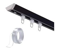 Asta per Tende Autoadesivo, Binario per Tende Senza Trapano, Bastone Divisorio per Camere da Letto, Doccia, Gazebo, Riloga Silenzioso, Moderni, Facile da Installare(nero,250cm/8.2FT)