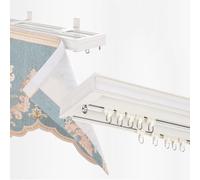Asta per Tende da Soffitto da 75 Cm A 600 Cm | Bastone Tenda con Mantovana | Binario per Tende Divisorio per Soggiorno, Camera da Letto, Doccia, Divisorio Bianco (Color : Wall, Size : Double-250cm(2