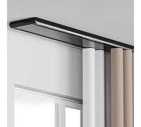Asta per tende silenziosa a doppio binario da 3,5 m, in alluminio perforato, sistema a soffitto per divisori, tende e mantovane, senza rumore, design nero per interni eleganti