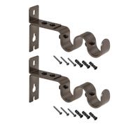 Asta per Tende Supporto Ferro Doppio per, 125 X 70 X 21mm Marrone 2Pcs