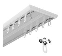 Asta per Tende Ultrasottile | Bastone Tenda Doppio | Binario per Tende da Soffitto | Divisorio Invisibile(White-B,200cm/6.6ft(2 * 100cm))