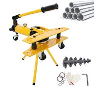 Asta per tubi piegatubi idraulica manuale da 10 T, macchina piegatubi con diametro 13-34mm e kit 6 matrici, supporto regolabile per treppiede, design a stantuffo singolo, per tubi zincati