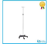Asta Porta Flebo con 4 Ganci Regolabile in Altezza in Alluminio con Ruote
