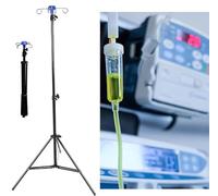 Asta portaflebo, asta portaflebo, supporto telescopico per flebo con 4 ganci e 3 gambe, organizer leggeri per sacche di infusione, treppiede per cliniche infermieristiche, assistenza domiciliare