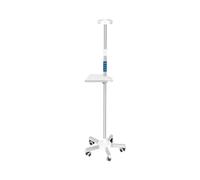 Asta portaflebo con ruote, vassoio e 4 ganci, per uso medico | Supporto portatile ad asta regolabile in altezza, for l'assistenza domiciliare in clinica