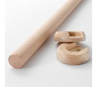 Asta regolabile in legno per armadio (40-150 cm) - Barra rotonda resistente con viti per un'elegante organizzazione di casa, negozi e alberghi - Taglia L 15 D3 cm/1,18 pollici