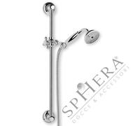 ASTA SALISCENDI CON DOCCETTA E FLESSIBILE RETRO CROMO COLONNA DOCCIA MOD. OTELLO