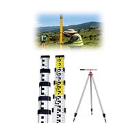 Asta Telescopica Alluminio, Livellamento Altezza Esterna con Supporto | Design telescopico; scala millimetrica su entrambi i lati; supporto in alluminio; include borsa(16.4 ft/500 cm)
