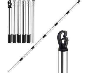 Asta telescopica da 2,24 m, resistente, in acciaio inossidabile, puntello per stendibiancheria, puntelli per stendere il bucato all'aperto, per casa e giardino