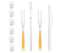 Asta Telescopica Da 4 Pezzi Con 2 Ganci, Magnete Antipolvere Retrattile, Asta Telescopica Versatile, Compatibile, Spolverino Senza Sforzo, Lungo, Estensibile, Durevole, Giallo E Bianco