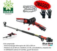 Asta telescopica Forbici Potatore mini motosega batteria BLUE BIRD kit potatura